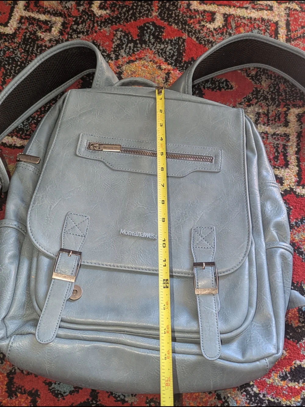 Montana West Light Blue Leather Backpack for Men